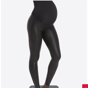 Spanx leather maternity leggings NWT